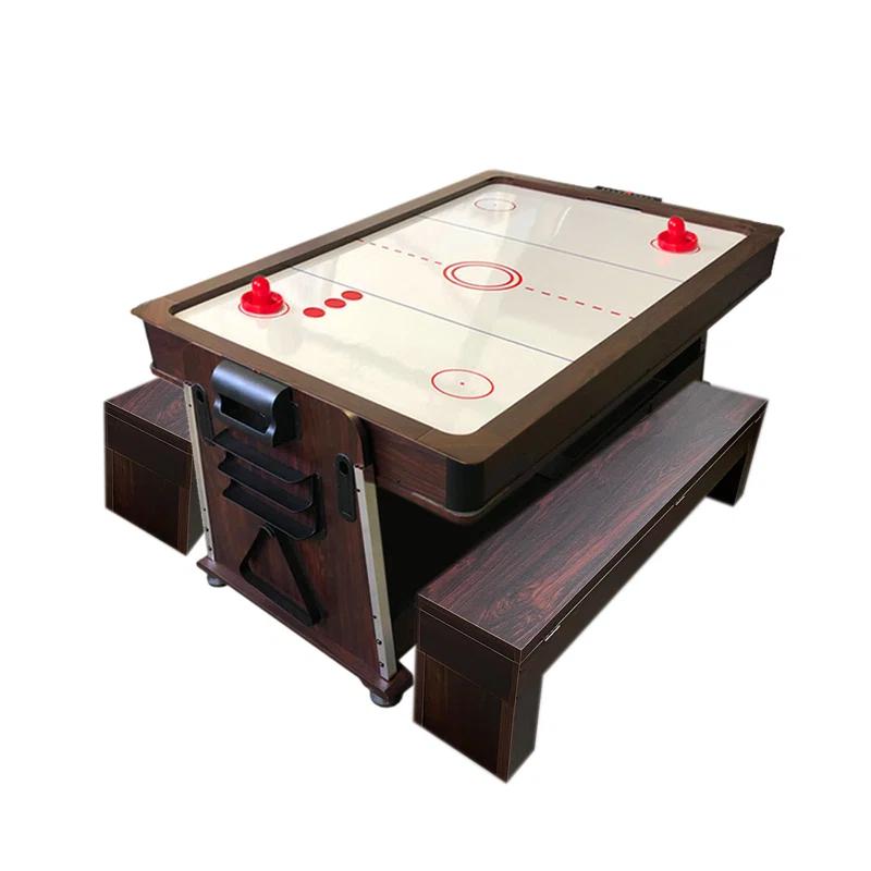 Simba USA Inc Pool Table 7ft Red + Air Hockey + Table Tennis + Table – Crown With Benches