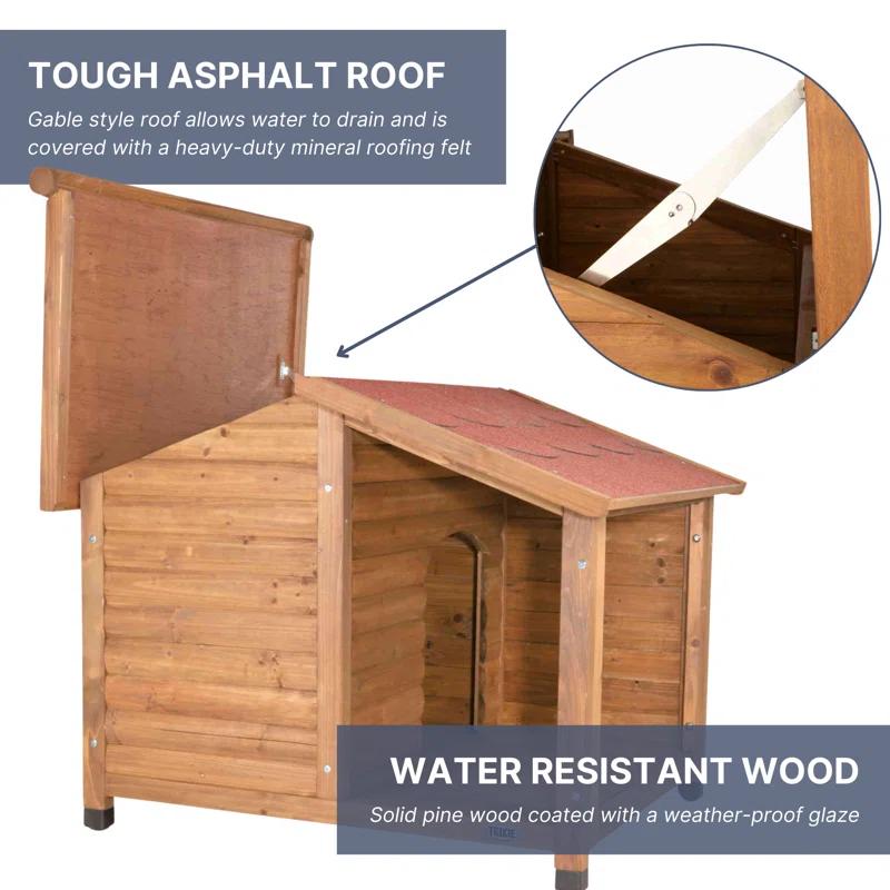 TRIXIE Natura Weatherproof Outdoor Lodge Dog House, Elevated Floor