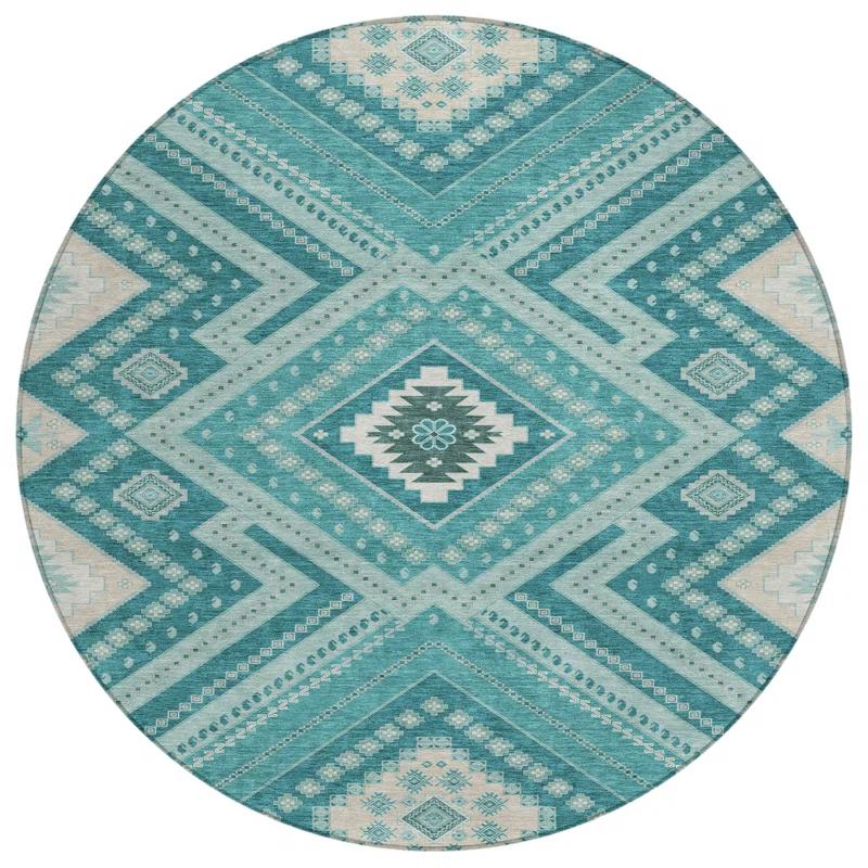 Machine Washable Indoor/Outdoor Chayden ACN1010 Teal 2'6" x 3'10" Rug