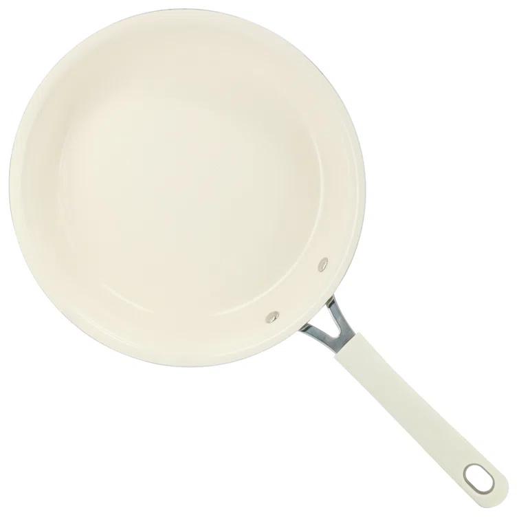 Martha Stewart Martha Stewart Everyday Charlemont 10 Inch Ceramic Nonstick Round Aluminum Frying Pan in Linen