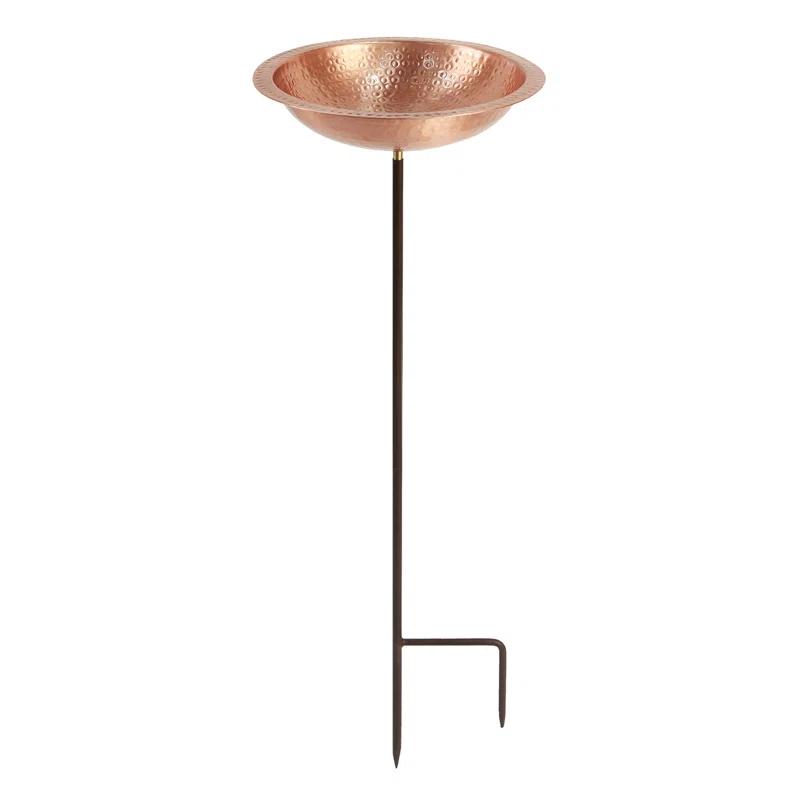 Charlton Home® Hammered Solid Copper Staked Birdbath