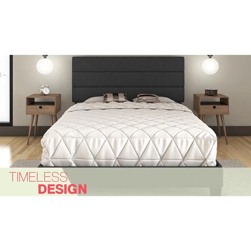Boyd Sleep Ravenna Upholstered Linen Tri-Panel Channel Adjustable Height Headboard Platform Bed Frame