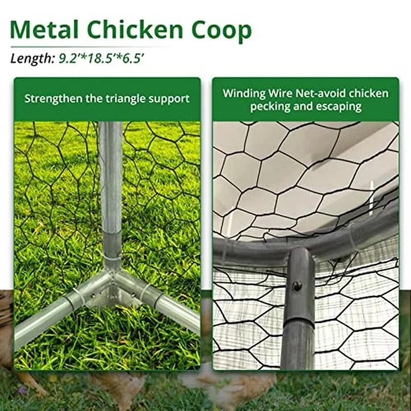 Tucker Murphy Pet™ Large Metal Chicken Coop, Walk-In Chicken Run, Galvanized Wire Poultry Chicken Hen Pen Cage, Rabbits Duck Cages With Waterproof Anti-Ultraviolet Cover For Farm, Backyard (18.5’X9.2’X6.5’)