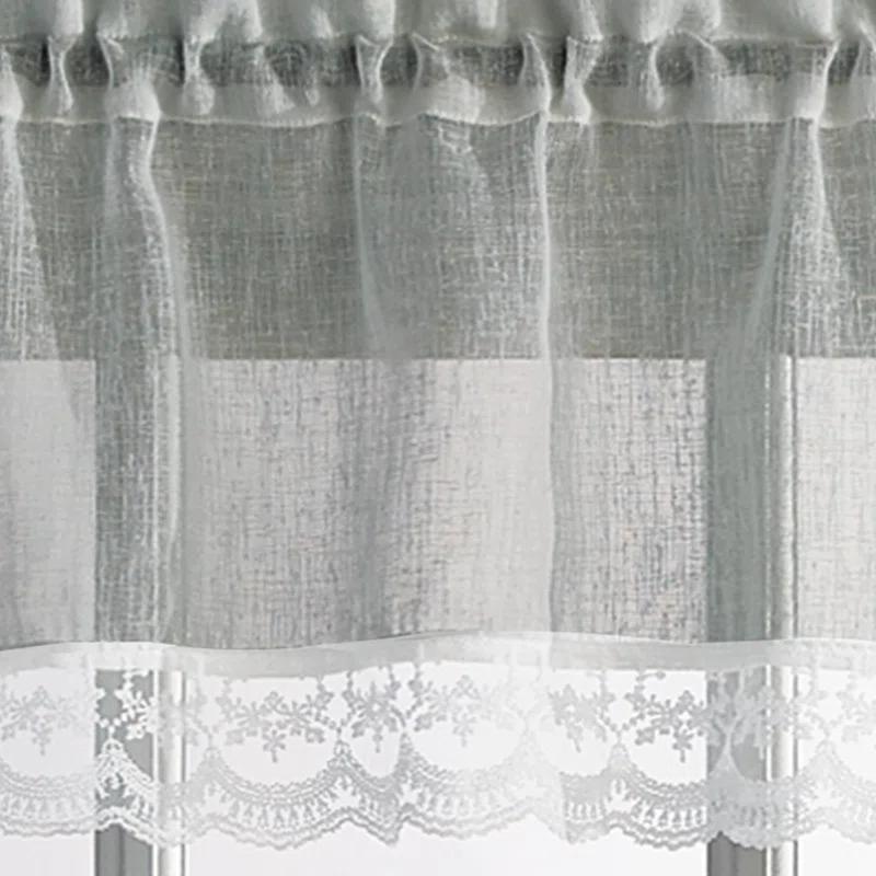 Rosalind Wheeler Juniata Tailored 55'' W Kitchen Curtain in Gray (Set of 3)