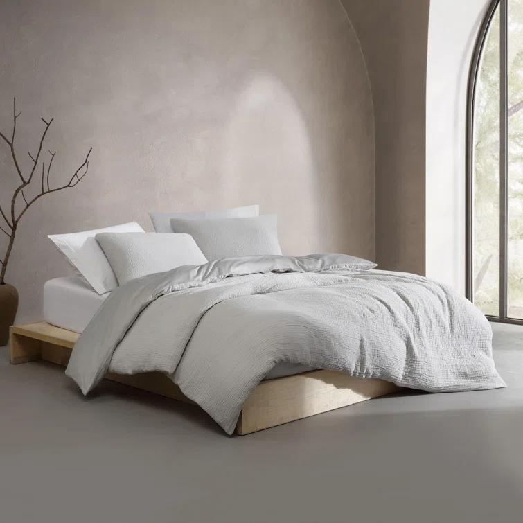 Calvin Klein Washed Texture Solid Cotton Duvet Cover Set