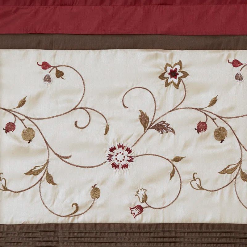 Madison Park Serene Floral Embroidered 50'' W Single Window Valance