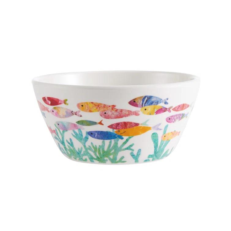 Fitz and Floyd Fitz and Floyd One Fish Two Fish 12-Piece Indoor/Outdoor Melamine Dinnerware Set, Service for 4