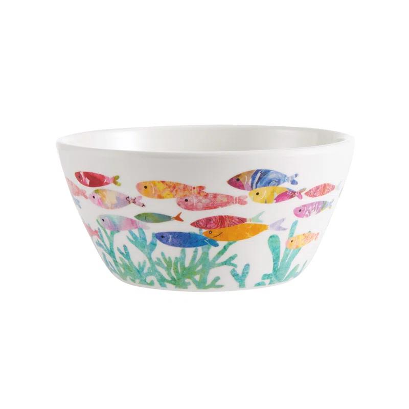 Fitz and Floyd Fitz and Floyd One Fish Two Fish 12-Piece Indoor/Outdoor Melamine Dinnerware Set, Service for 4