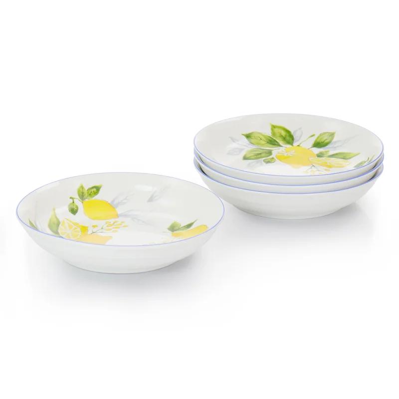 Medona Ceramic Lemon Print 5-Piece Pasta Bowl Set