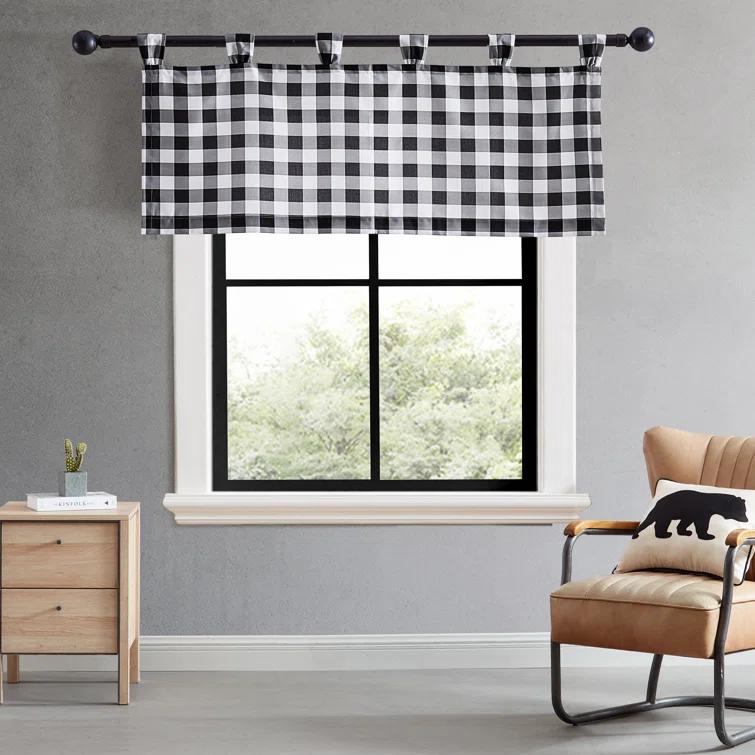 Eddie Bauer Mountain Plaid Black Tab Top Window Valance | Wayfair