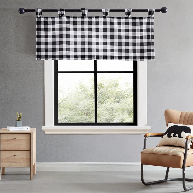 Eddie Bauer Mountain Plaid Black Tab Top Window Valance | Wayfair