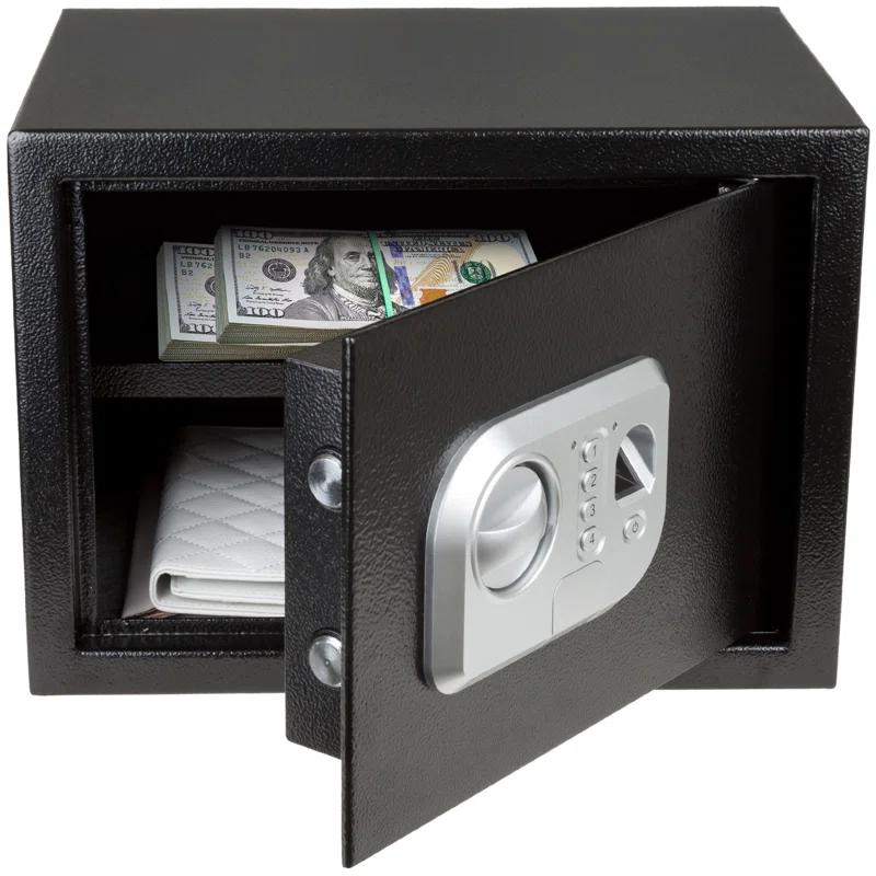 Stalwart Stalwart Electronic Safe - Digital Biometric Fingerprint Lock Box with 2 Override Keys (Black)