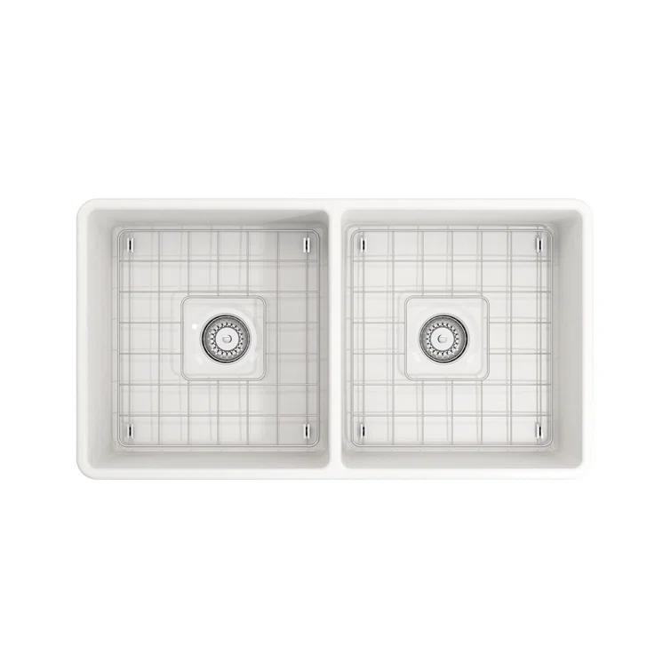 33'' L Farmhouse / Apron Double Bowl Fireclay Kitchen Sink