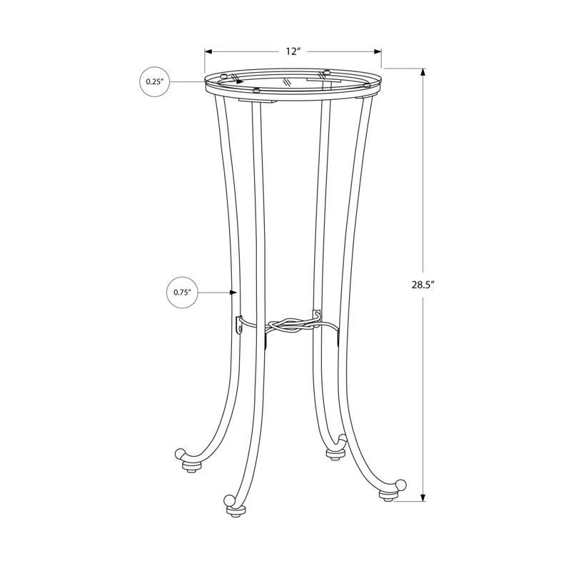 Red Barrel Studio® Accent Table, Side, End, Plant Stand, Round, Living Room, Bedroom, Metal, Black, Clear