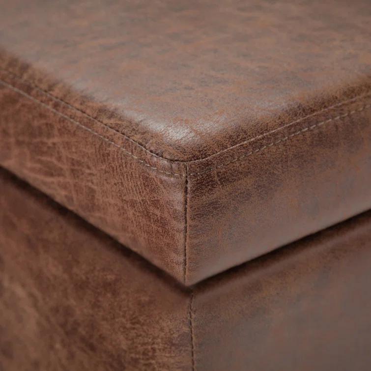 Simpli Home Avalon 48"W Upholstered Storage Ottoman Bench with Large Interior Storage