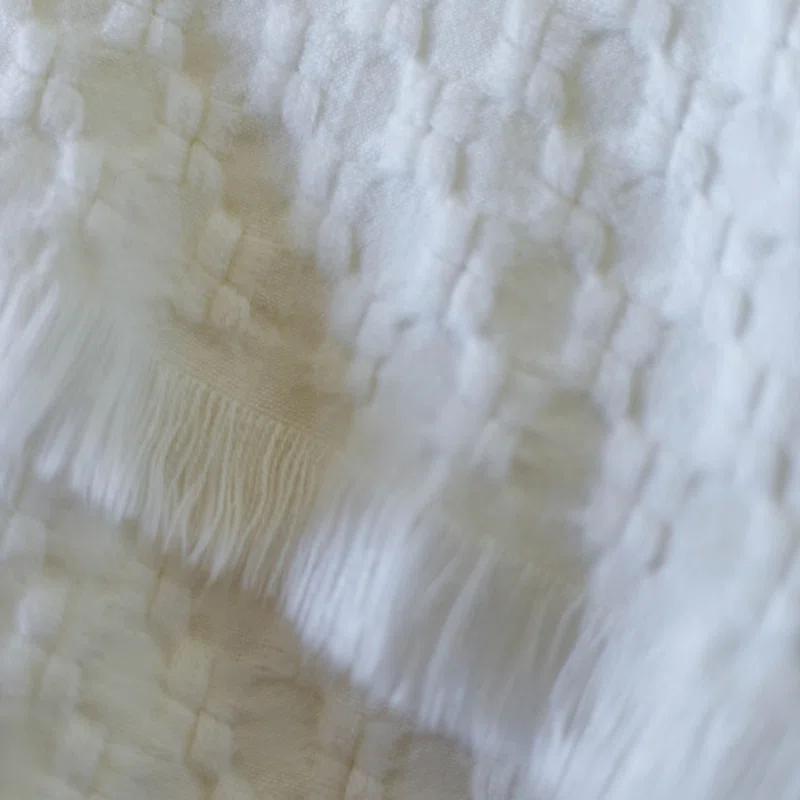 White Acrylic Basket Weave Baby Throw Blanket