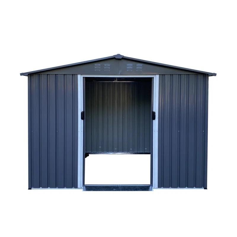 Outdoor Storage Shed 6 FT Large Metal Tool Sheds, Heavy Duty Storage House With Sliding Doors With Air Vent For Backyard Patio Lawn To Store Bikes, Tools, Lawnmowers Dark Grey