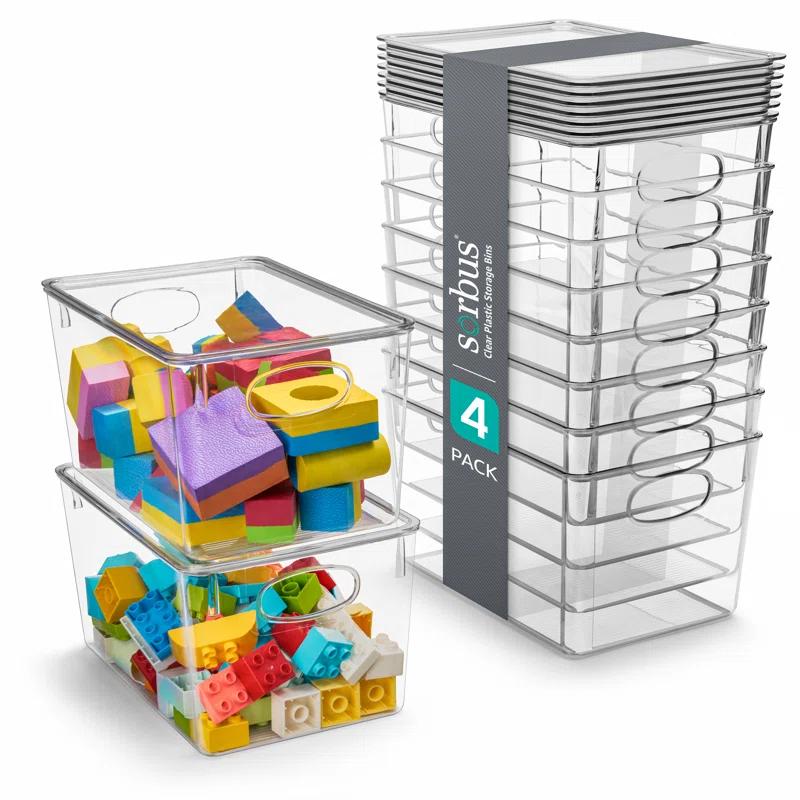 Sorbus Sorbus Large Clear Toy Storage Containers with Lids and Handles 8 Pack
