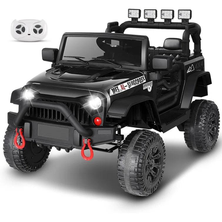 Ancheer Alex 24V Electric Ride on Jeeps for Kids, Ride On Car Truck with Remote Control, Battery Power Car Wheels for Kids w/LED Lights, Bluetooth, Music, 3 Speeds, 24 Volt Ride on Toys for Boys and Girls