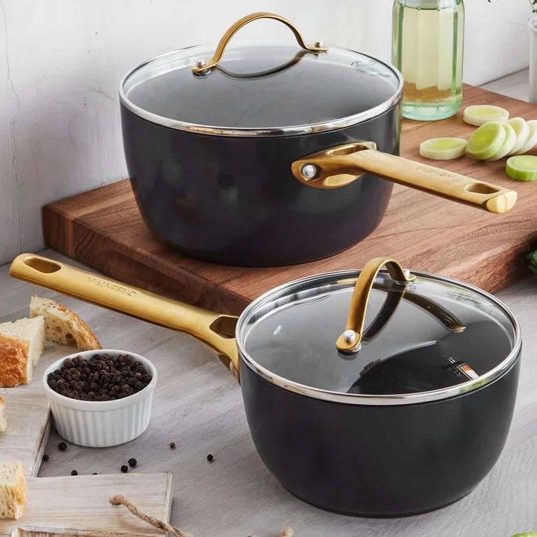 GreenPan GreenPan Reserve Black Healthy Ceramic Nonstick Saucepan Set with Lids, 1.5qt and 3qt