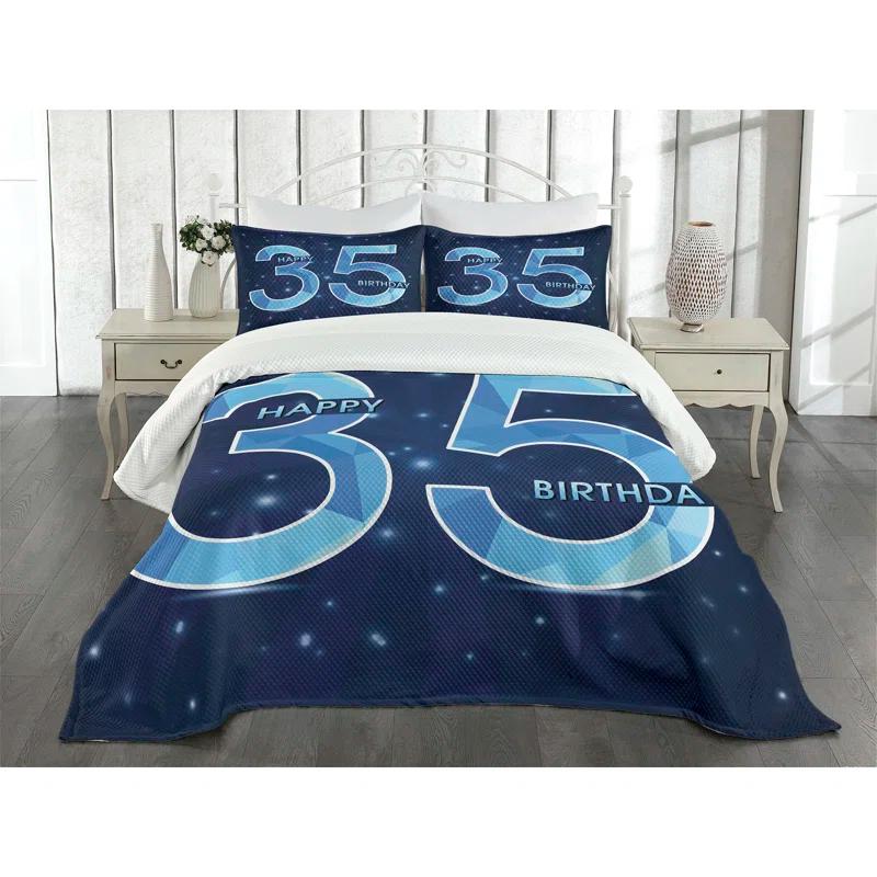 Ambesonne Ambesonne Blue Bedspread Set Thirthy 5 Modern Dark Blue Pale Blue