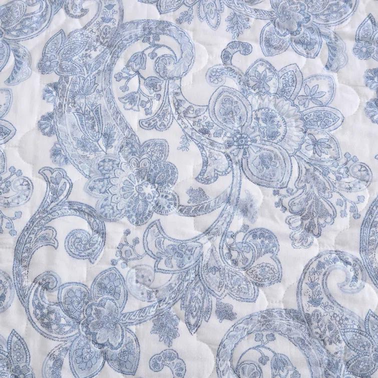 Stone Cottage Bedding Stone Cottage Field Of Paisley Cotton Reversible Blue Quilt Set, King