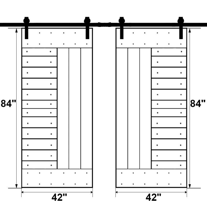 Calhome 84'' Solid Wood Paneled Painted with Installation Hardware Kit Barn Door