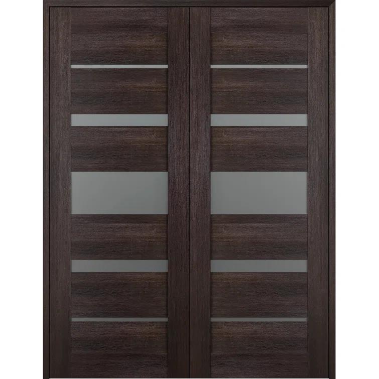 Belldinni Avon 07-02 Solid Manufactured Wood and Glass Paneled Prefinished Standard Double Door