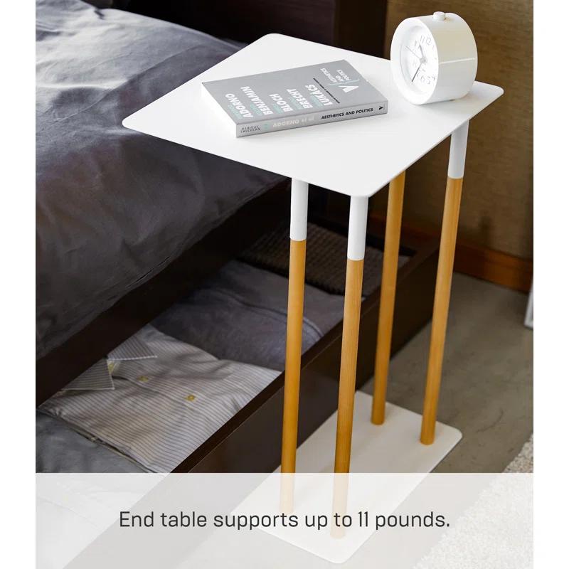 Plain Yamazaki Home Steel + Wood Sofa C Table End Table Coffee Tray, Bedside Or Living Room