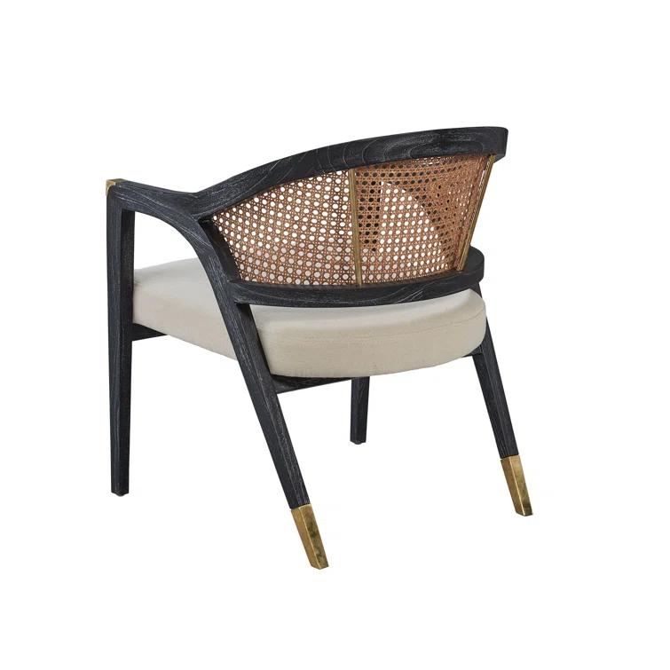 Bayou Breeze Ashburnham Cushioned Mahogany Accent Armchair With Brass Accents | Wayfair