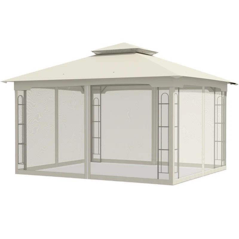 COOS BAY 13 Ft. W x 11 Ft. D Steel Patio Gazebo with Netting