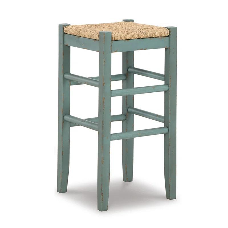 Benjara Anya Stool, Woven Seagrass Seat, Wood Frame (Set of 2)