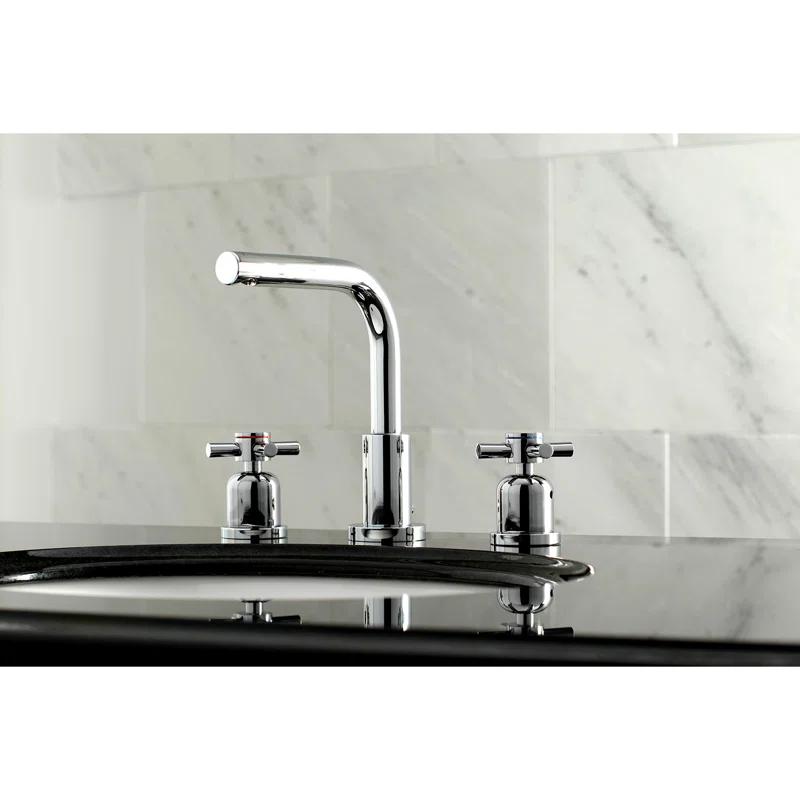 Kingston Brass Concord Two-Handle 3-Hole Deck Mount Widespread Bathroom Faucet with Brass Pop-Up Drain
