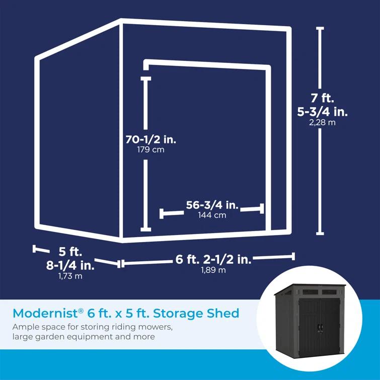 Suncast Suncast Modernist 6 ft. W x 5 ft. D Resin Vertical Storage Shed