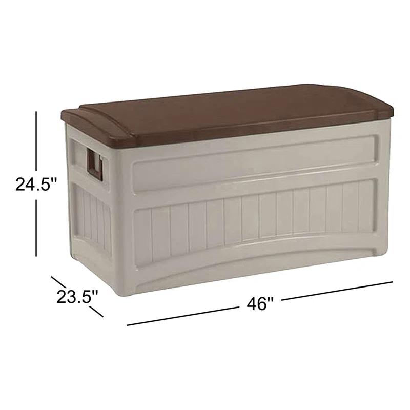 Suncast Suncast 78 Gallon Water Resistant Resin Deck Box with Wheels in Light Taupe/Mocha
