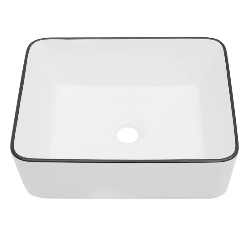 16"X12" White Ceramic Bathroom Vessel Sink Rectangle Bowl Vanity Sink