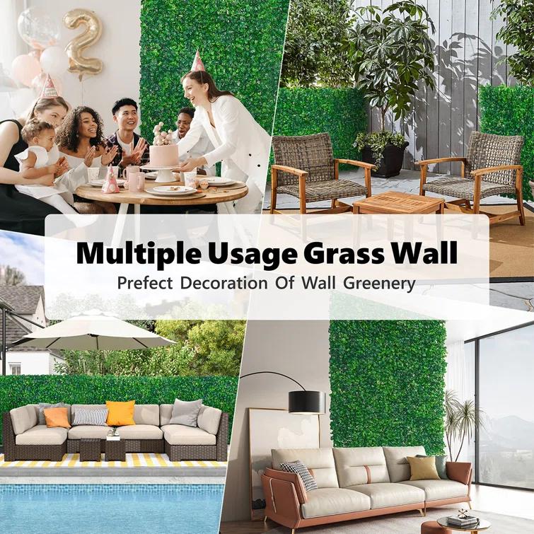 Primrue Primrue 12PCS 16" X 24" Artificial Boxwood Panels,Boxwood Hedge Wall Panels,Artificial Grass Backdrop Wall 1.6", Privacy Hedge Screen UV Protected For Outdoor Indoor Garden Fence Backyard
