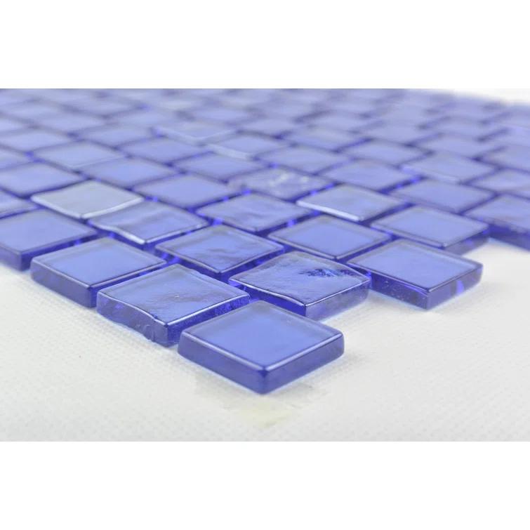 Abolos Landscape 1 in. x 1 in. Translucent Glass Plastic Face Mounted Brick Mosaic Designer Pool Tile