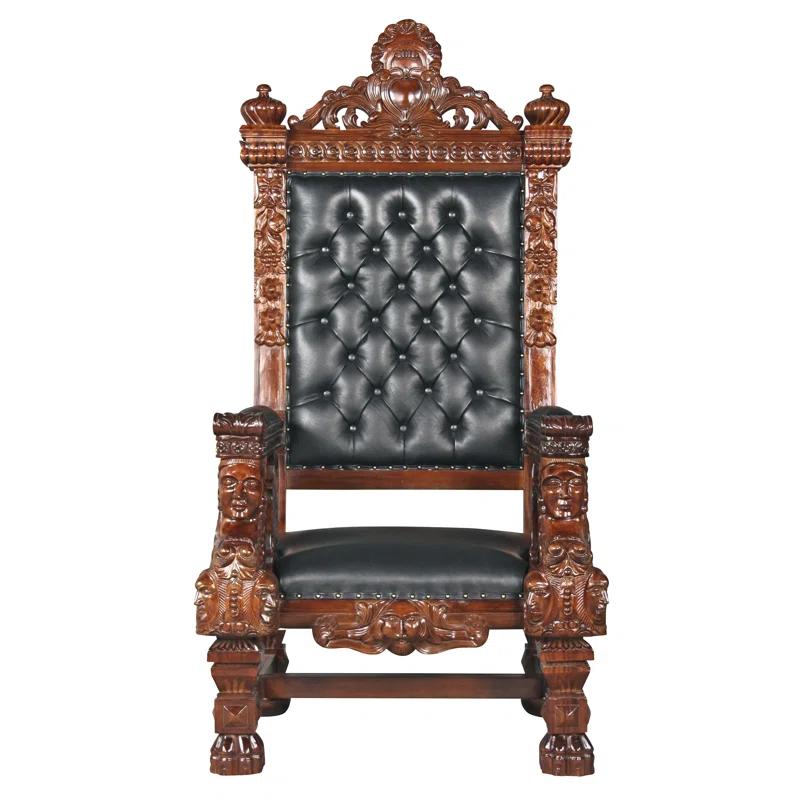 Lark Manor™ Burge Leather Throne Armchair