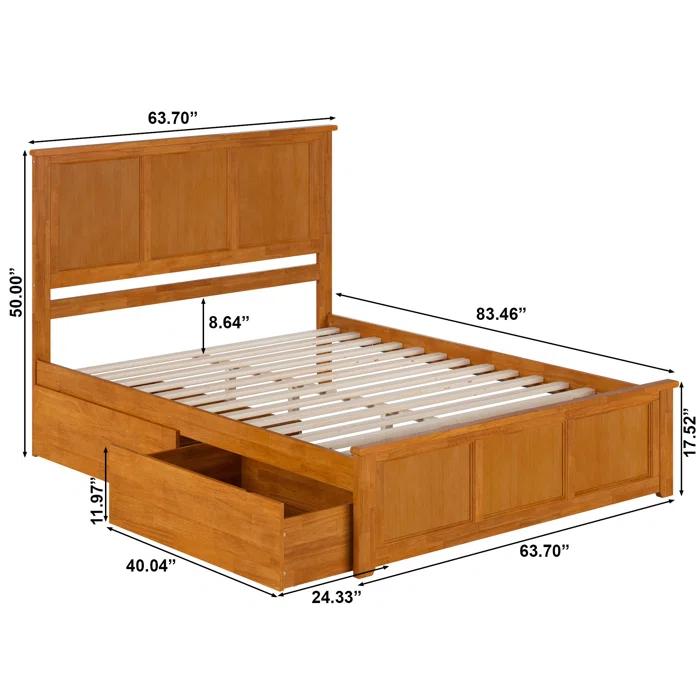 AFI Furnishings Madison Solid Wood Platform Bed with Matching Footboard & Storage Drawers