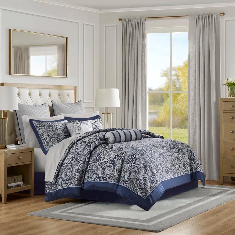 Madison Park Aubrey 12 Piece Comforter Set with Cotton Bed Sheets