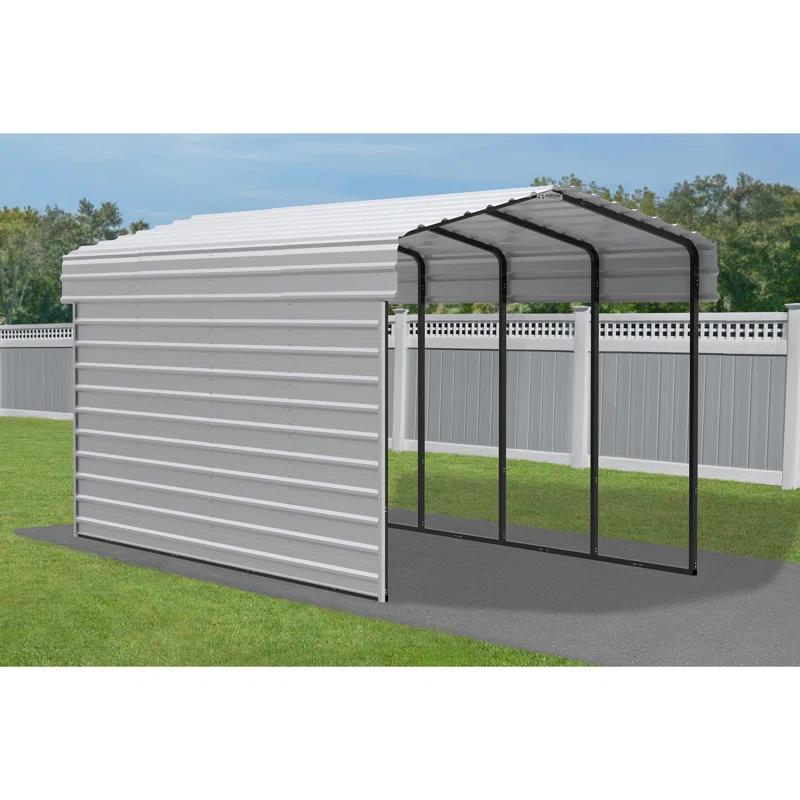 Arrow Arrow Steel Carport with 1 Side Wall Kit, 10x20x09