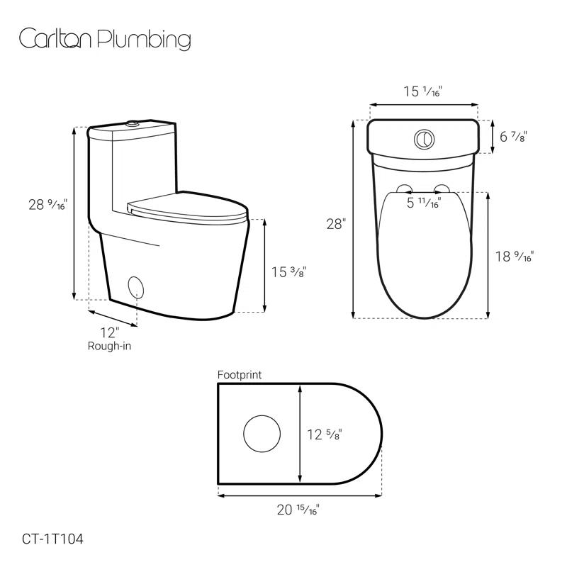 Swiss Madison CT-1T104 Fulton One-Piece Elongated Toilet Dual-Flush 1.1/1.6 Gpf