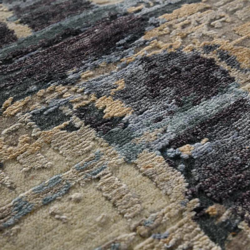 AMER Rugs Serena Abstract Hand-Knotted Wool/Viscose Area Rug in Gray/Ivory