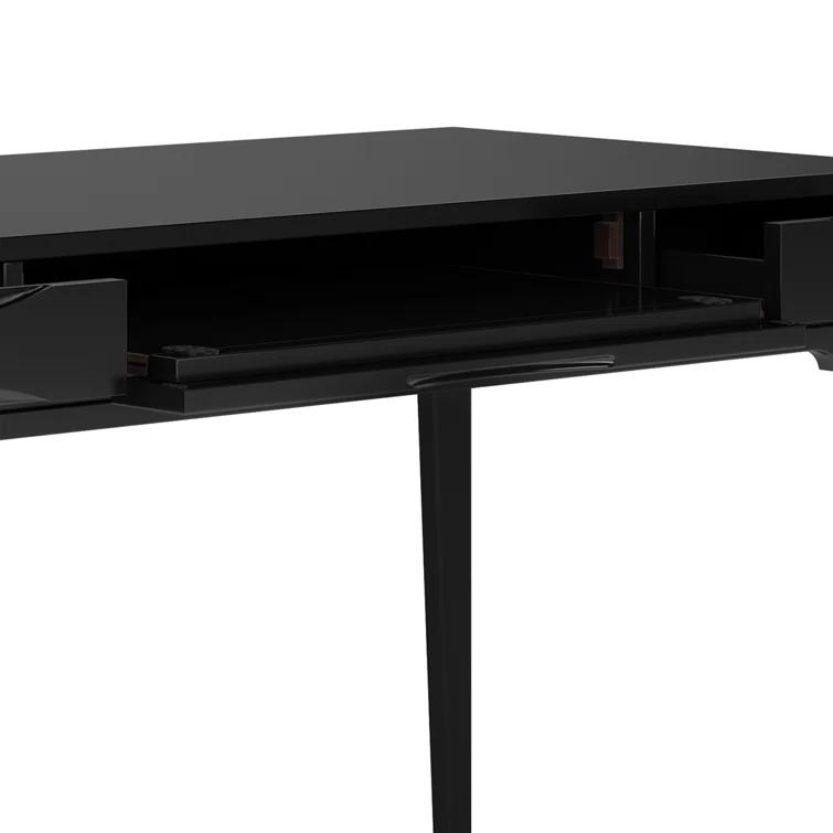 Simpli Home Harper Solid Wood Desk, Contemporary Style with Keyboard Tray and Storage