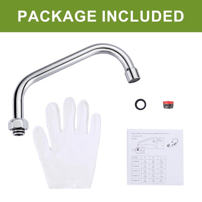 8" Faucet Swing Spout Replacement In Polished Chrome-G3/4 Internal Thread