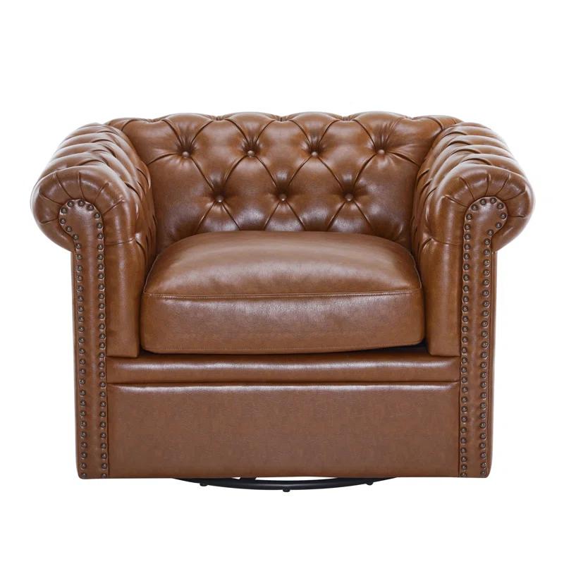 Christopher Knight Home Lawrence Chesterfield Upholstered Swivel Club Chair