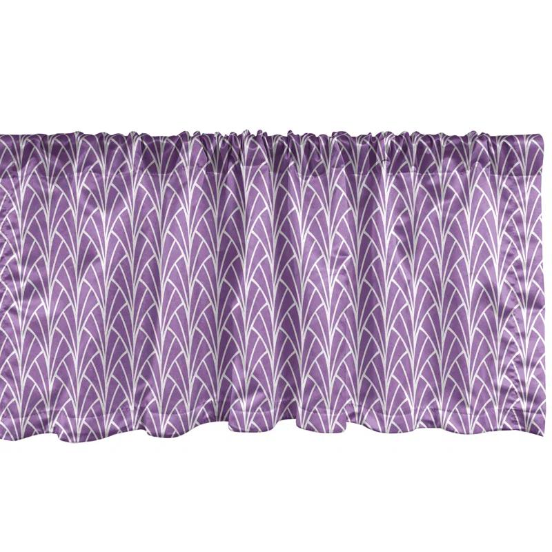 Ambesonne Art Nouveau Valance Pack of 2 Abstract Floral Retro Violet White