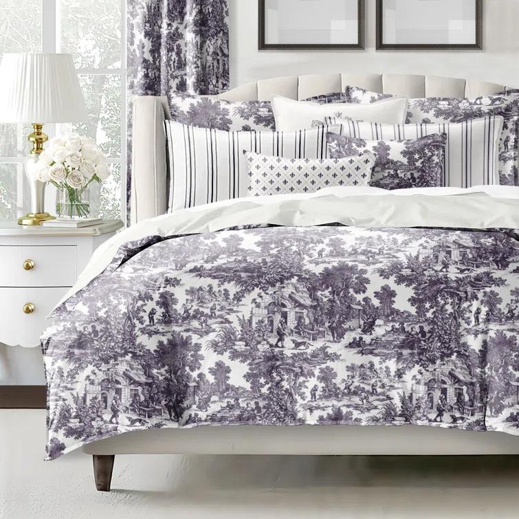 6ix Tailors Fine Linens Au Village Toile Eggplant