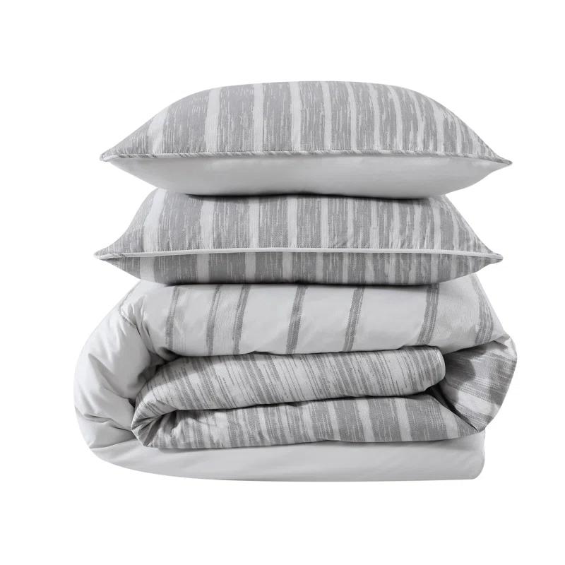 Kenneth Cole Kenneth Cole Abstract Stripe Cotton Grey Comforter Set